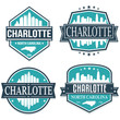 Charlotte North Carolina Travel Stamp Icon Skyline City Design Vector