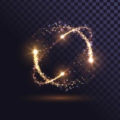Wall Mural - Orange flash, glowing rings, shiny spin effect with sparks