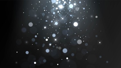 Wall Mural - Vector background with falling silver sparks bokeh, dust glitter with blur effect.