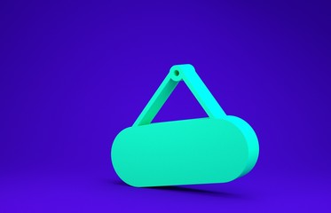 Sticker - Green Signboard hanging icon isolated on blue background. Suitable for advertisements bar, cafe, pub, restaurant. Minimalism concept. 3d illustration 3D render