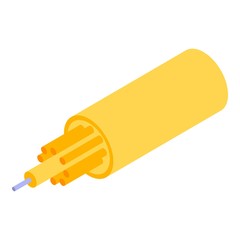 Poster - Yellow broadband optical cable icon. Isometric of yellow broadband optical cable vector icon for web design isolated on white background