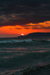 Dramatic sunset sunrise over the italian tirrenean coastline,Tuscany, Marina di Grosseto, Castiglione Della Pescaia, Italy
