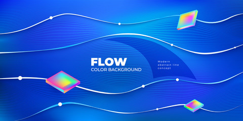Wall Mural - Liquid line color background design. Blue Fluid gradient shapes composition with line. Futuristic design posters. Eps10 vector.