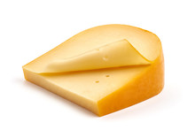 Hard Dutch Gouda Cheese, Isolated On White Background