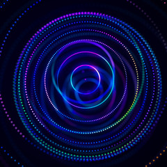 Poster - 3d abstract sphere. Sphere particles on dark background. Science and technology. 3d rendering.