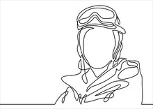 Snowboarder Head- Continuous Line Drawing
