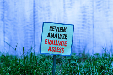 Wall Mural - conceptual hand writing showing review analyze evaluate assess. concept meaning evaluation of perfor