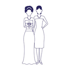 Sticker - avatar bride and woman standing icon, flat design