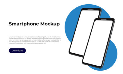 Wall Mural - two rotated smartphones mockup templates for user interface, user experience presentation. mobile ap