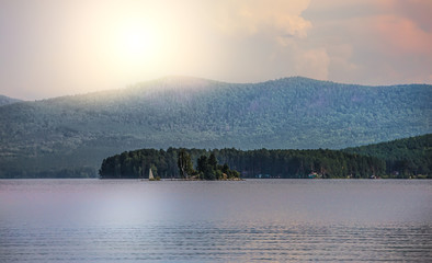 Sticker - Mountain lake on a summer day