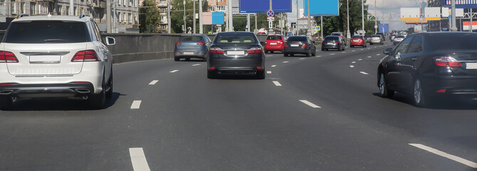 Sticker - Car traffic on a multi-lane street in the city