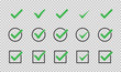© Hubba Bubba - Green checkmark isolated vector icons. Vote symbol tick. Approved icon. Check mark icon set. Tick checkmark check list button icon.