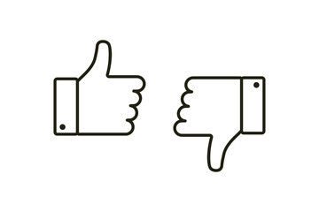 Poster - thumb up and down. isolated vector flat outline icon. social media icon. vector button. black thumb 