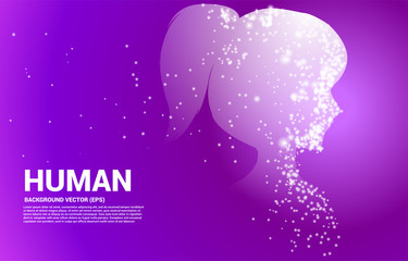 Poster - Vector silhouette of woman from light dot particle . Concept background human future and technology