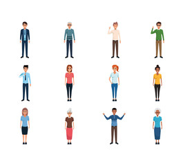 Wall Mural - cartoon people standing icon set, flat design