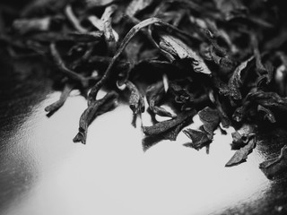 Black and white tea leaves