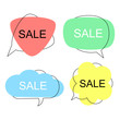 Set of flat colorful bubble speech vector. Banners, price tags, stickers, posters, badges. Isolated on white background.	