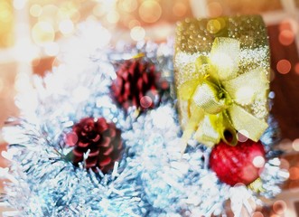 Wall Mural - christmas decoration on red background