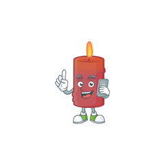 Sticker - a cartoon style of red candle speaking on the phone