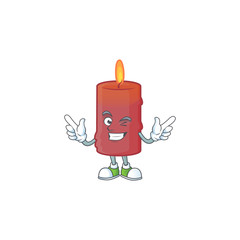 Sticker - Funny red candle cartoon character style with Wink eye