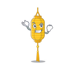 Wall Mural - Happy confident Successful lamp hanging cartoon character style