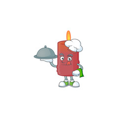 Sticker - smiling red candle as a Chef with food cartoon style design