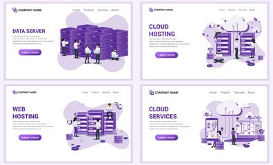 Aufkleber - set of web page design templates for cloud computing, hosting and data center. can use for web banne