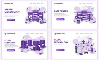 Aufkleber - set of web page design templates for cloud technology, data server management. can use for web banne
