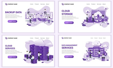 Aufkleber - set of web page design templates for backup data, cloud storage, data management. can use for web ba