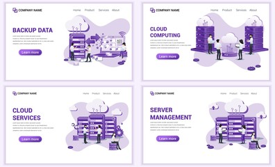 Aufkleber - set of web page design templates for backup data, cloud computing, data center. can use for web bann