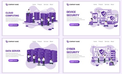Aufkleber - set of web page design templates for cloud computing, data center, cyber security. can use for web b