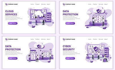 Aufkleber - set of web page design templates for cloud services, cyber security. can use for web banner, poster,