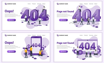Poster - set of web page design templates for 404 error page not found concept. can use for web banner, poste