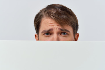 Poster - young woman with blank banner