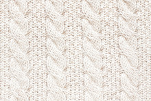 Cable Knitting Stitch Pattern, Soft Woolen Texture, Handmade Knitted Cloth