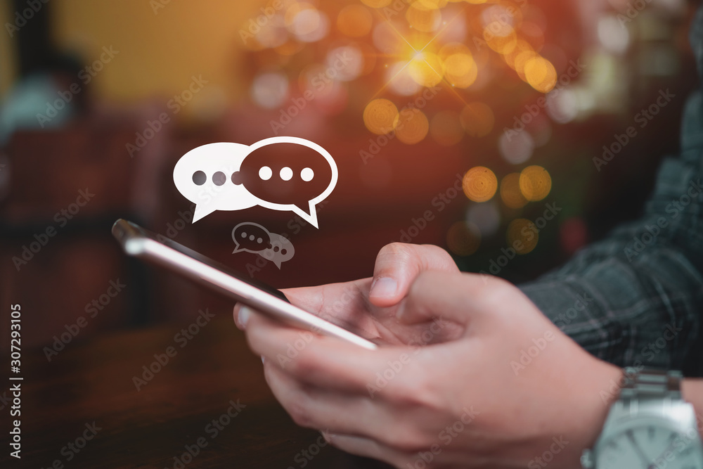 Women hand using smartphone mobile typing, chatting conversation in ...