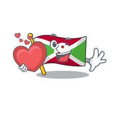 Poster - With heart flag burundi cartoon character mascot style