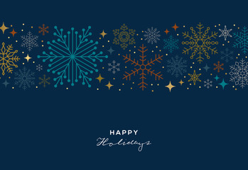 Wall Mural - Holiday greeting card design with snowflakes.