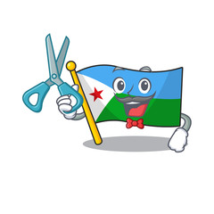 Sticker - Happy Barber flag djibouti mascot cartoon character style