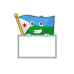 Wall Mural - Grinning with board flag djibouti cartoon character style