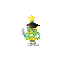 Sticker - Happy christmas tree decoration wearing a black Graduation hat