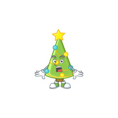 Sticker - Surprised christmas tree decoration face gesture on cartoon style