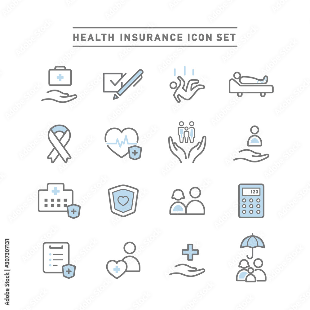 Health Insurance Icon Set HEALTH INSURANCE ICON SET Stock Vector | Adobe Stock