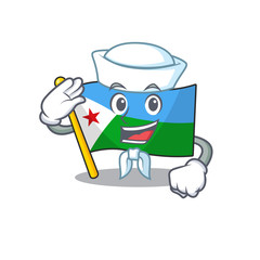 Poster - Mascot of Cute flag djibouti Sailor cartoon character