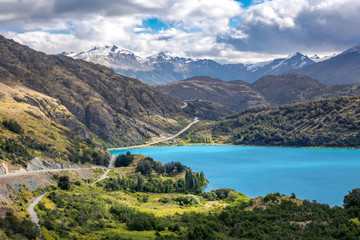 Wall Mural - Bertran lake and mountains beautiful landscape, Chile, Patagonia, South America