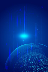 Leinwandbilder - Particles, dots and lines link to build digital sphere, the world network technology big data, globalization, internationalization, science and technology concepts