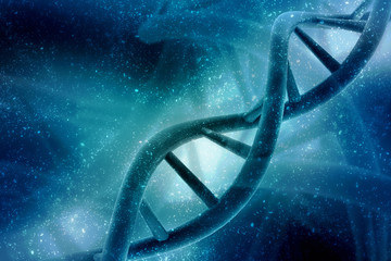 Poster - 3d render of dna structure, abstract background
