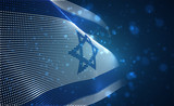 Fototapeta Konie - Vector bright glowing country flag of abstract dots. Israel