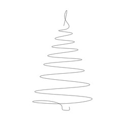 Wall Mural - Christmas tree, continuous line design vector illustration