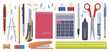 Stationery set. School business items. Vector flat isolated illustration